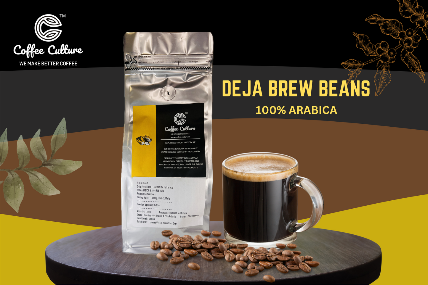 CC Coffee Culture Deja Brew Whole Beans 250gms